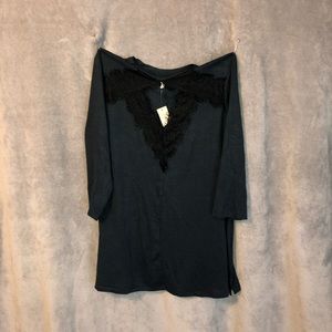 Dark Teal and Black Lace Top